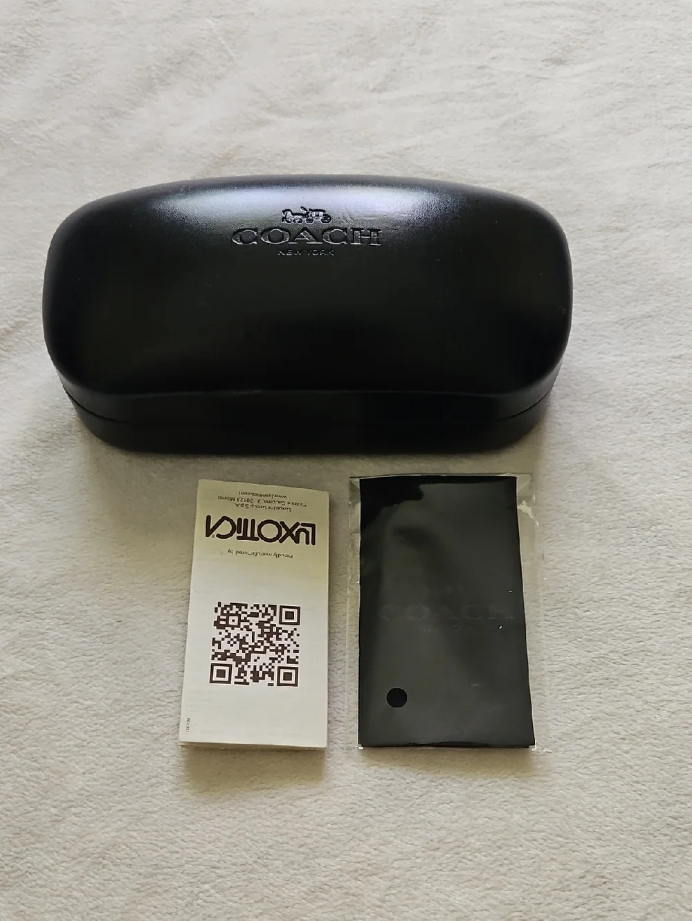 COACH Black Eyewear Case with Black Cloth and Paper Inserts
